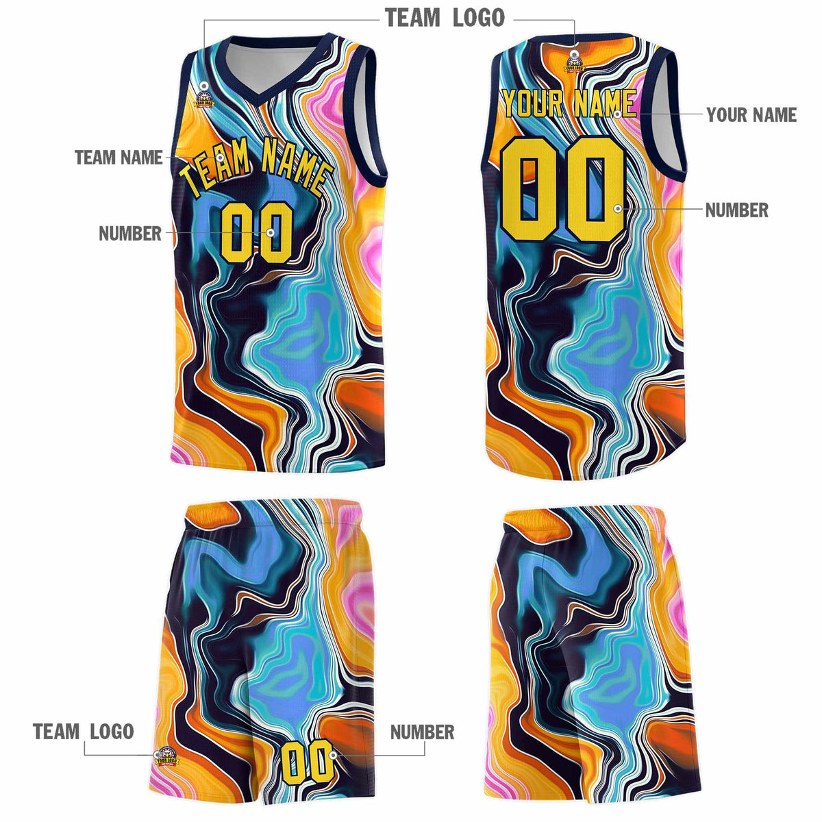 Custom Neon Green Navy-White Side Two-Tone Classic Sports Uniform Basketball Jersey |KXKSHOP