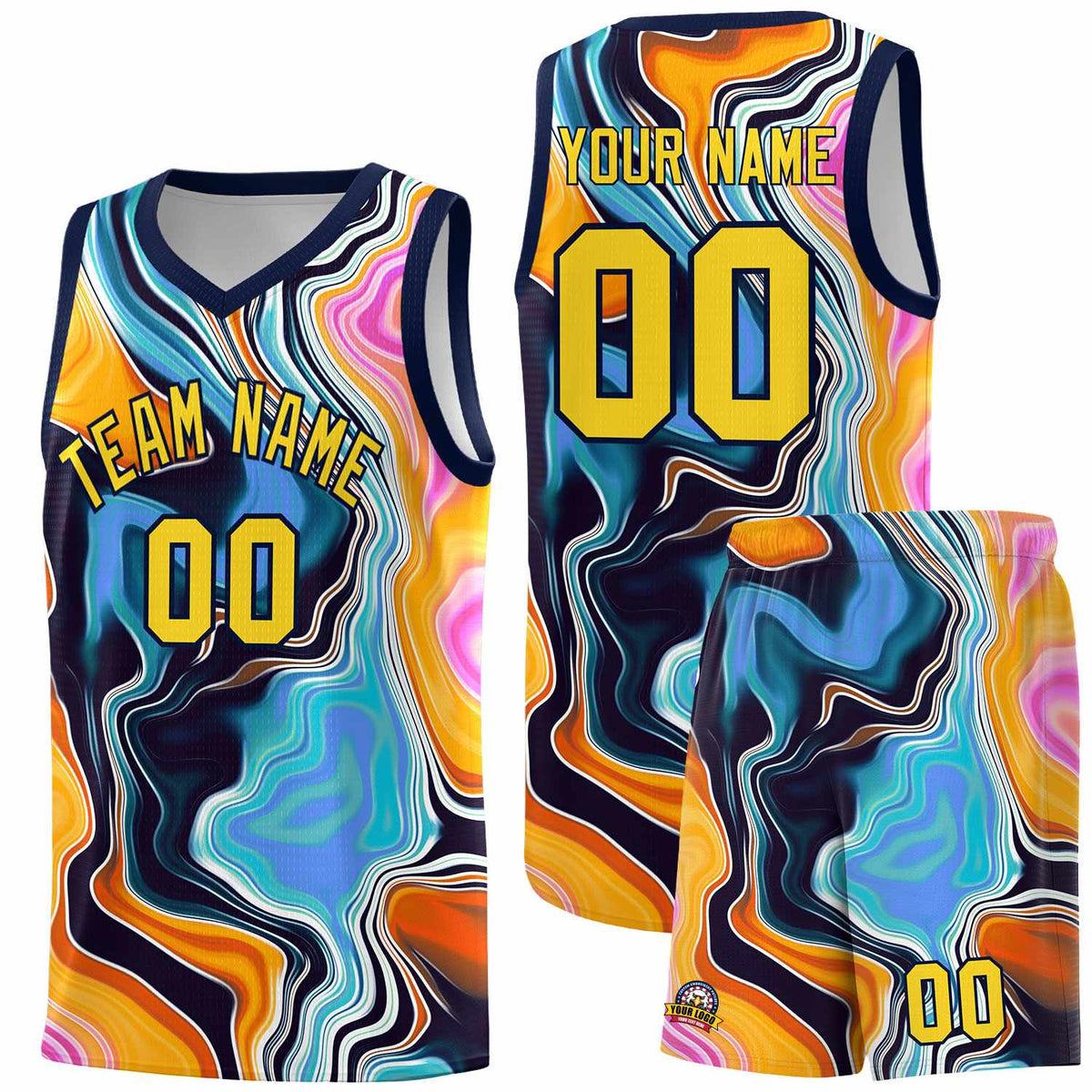 Custom Neon Green Navy-White Side Two-Tone Classic Sports Uniform Basketball Jersey |KXKSHOP