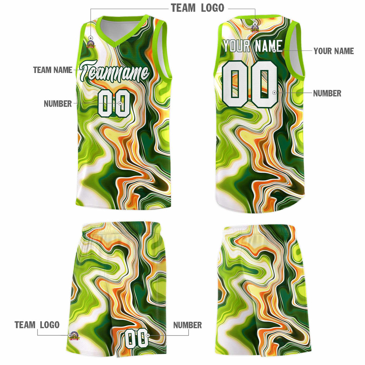 Custom Neon Green Navy-White Side Two-Tone Classic Sports Uniform Basketball Jersey |KXKSHOP