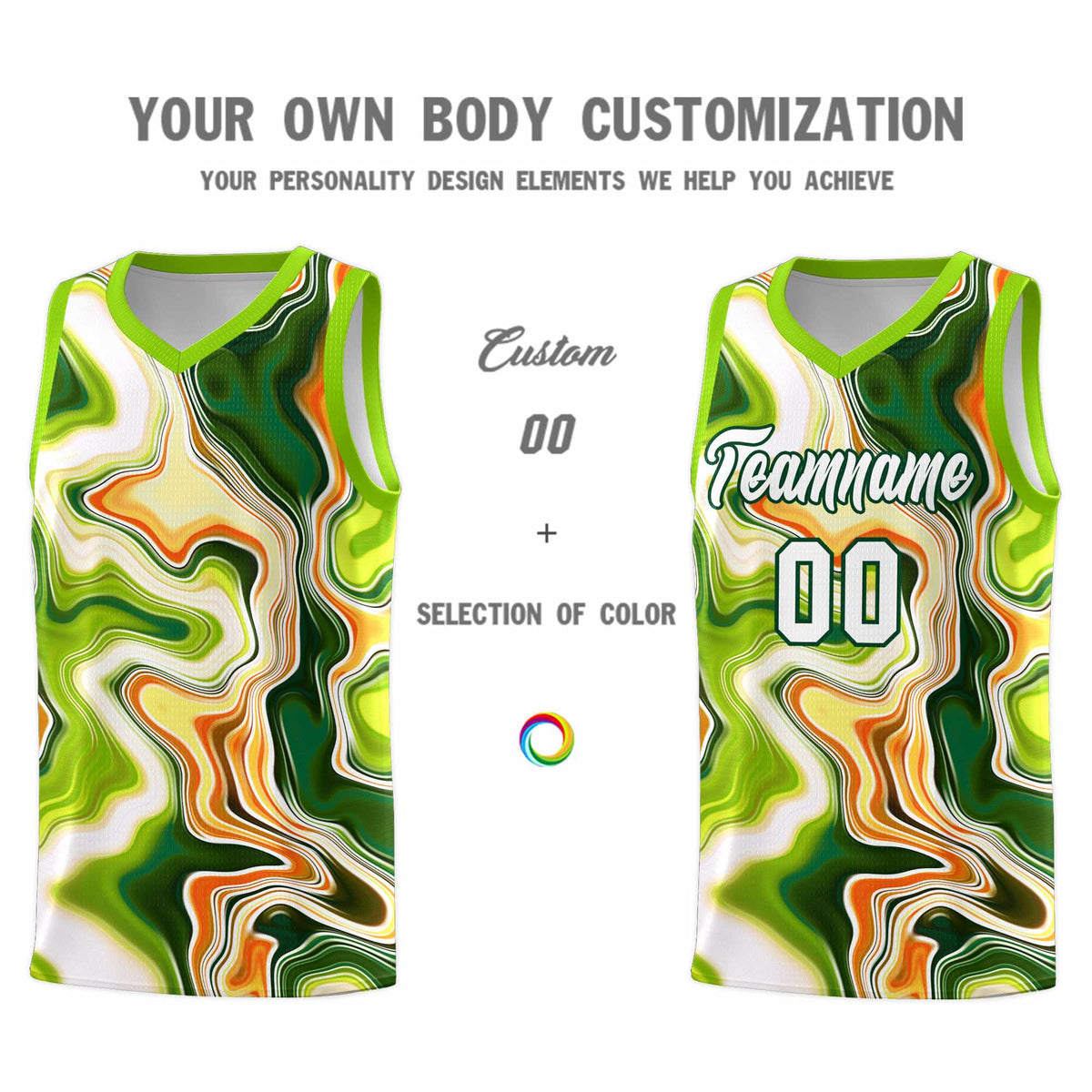 Custom Neon Green Navy-White Side Two-Tone Classic Sports Uniform Basketball Jersey |KXKSHOP