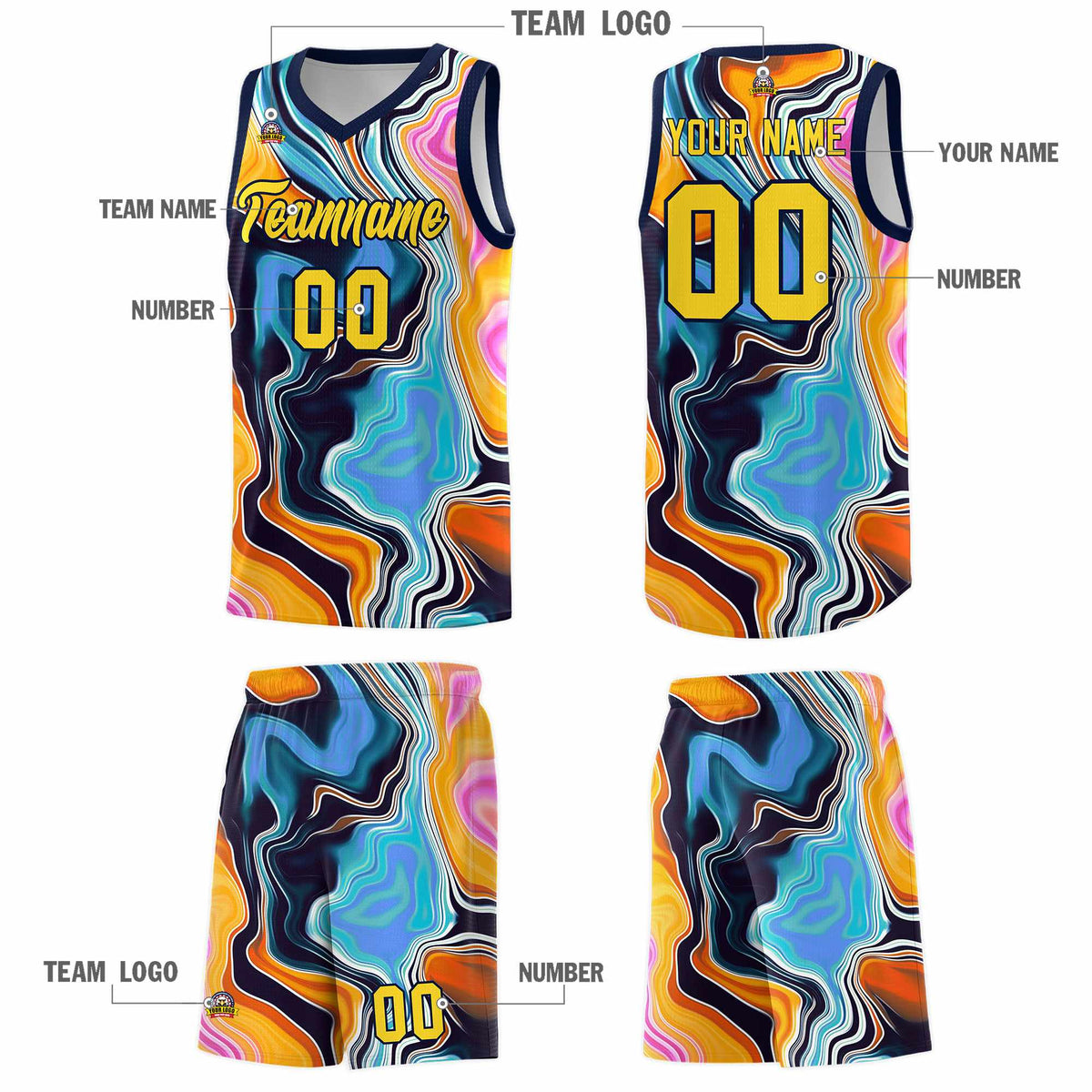 Custom Neon Green Navy-White Side Two-Tone Classic Sports Uniform Basketball Jersey |KXKSHOP