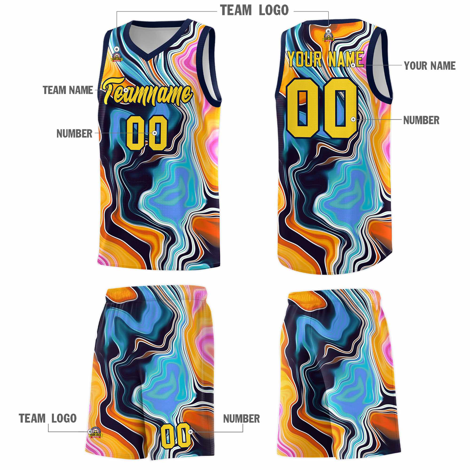 Custom Neon Green Navy-White Side Two-Tone Classic Sports Uniform Basketball Jersey |KXKSHOP