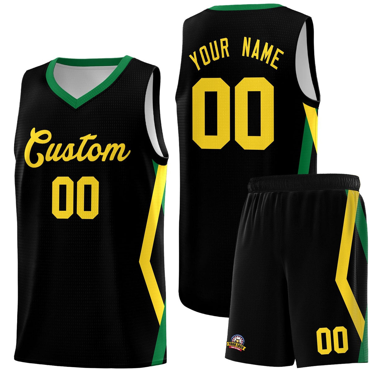 Custom Black Side Rhombus Graffiti Pattern Kits Basketball Jersey|KXKSHOP
