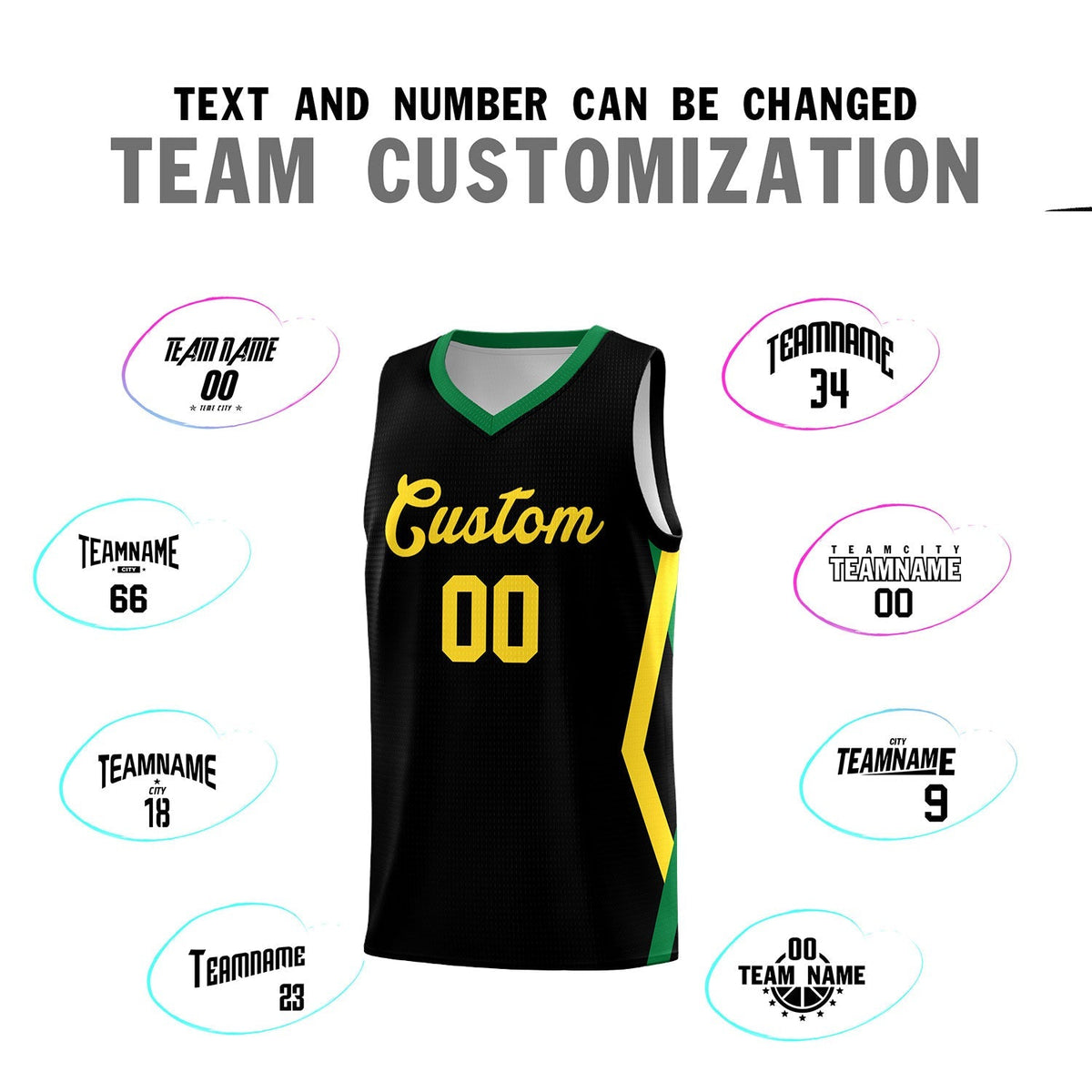Custom Black Side Rhombus Graffiti Pattern Kits Basketball Jersey|KXKSHOP