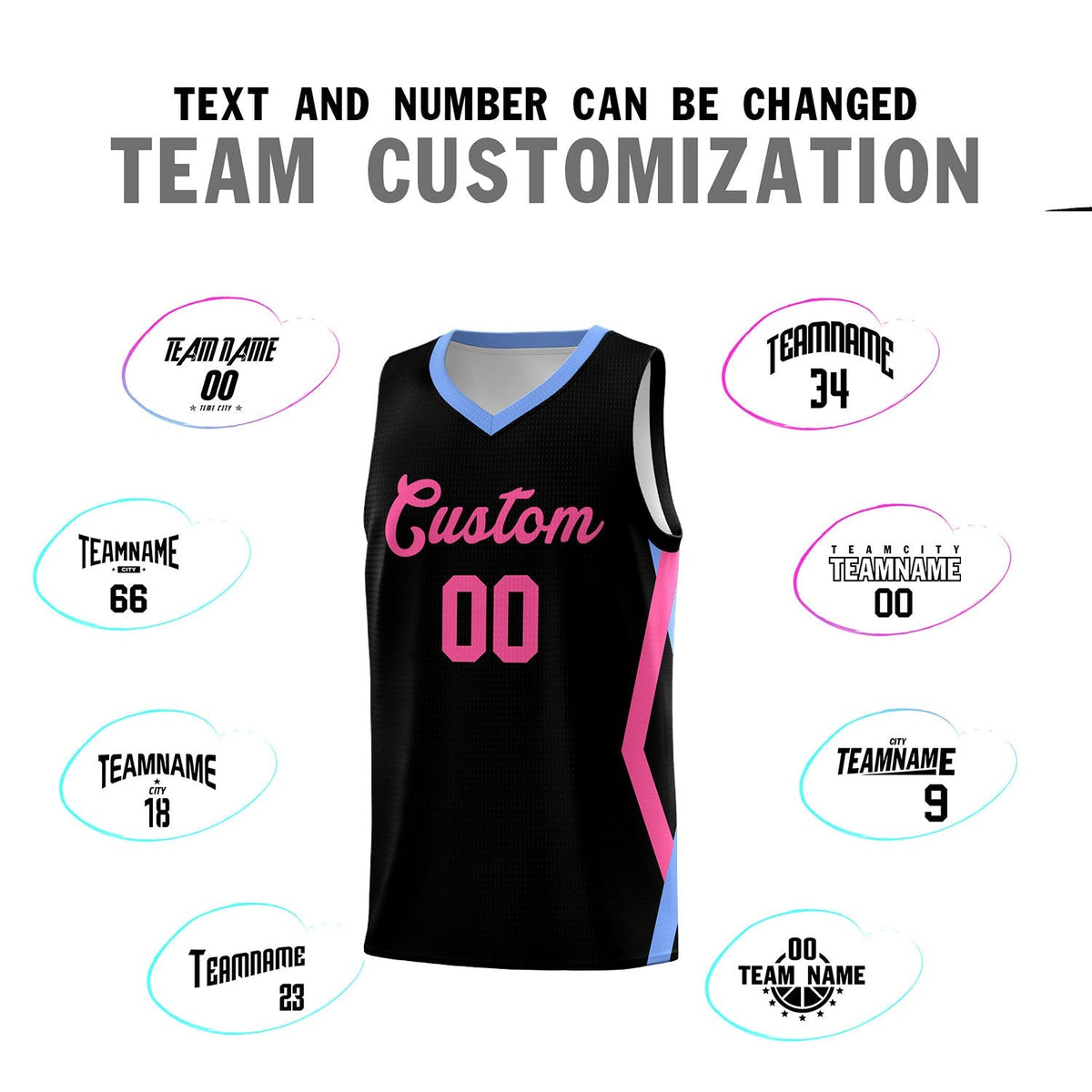 Custom Black Side Rhombus Graffiti Pattern Kits Basketball Jersey|KXKSHOP