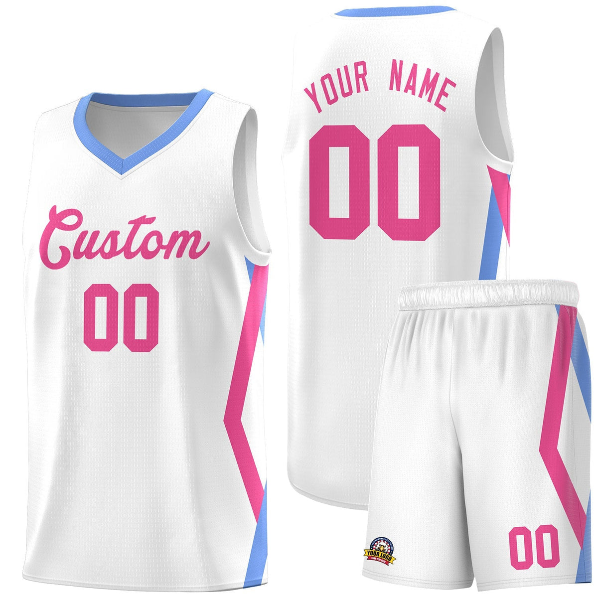 Custom White Side Rhombus Graffiti Pattern Kits Basketball Jersey|KXKSHOP