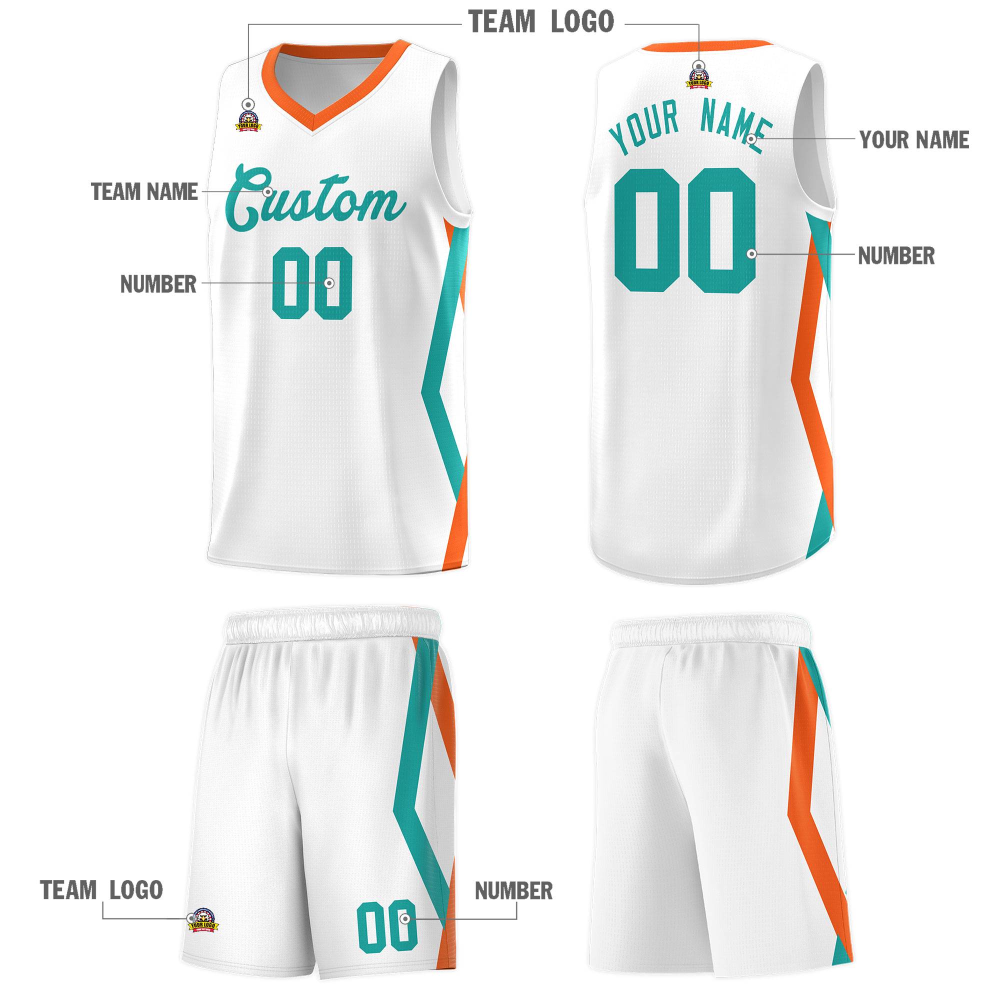 Custom White Side Rhombus Graffiti Pattern Kits Basketball Jersey|KXKSHOP