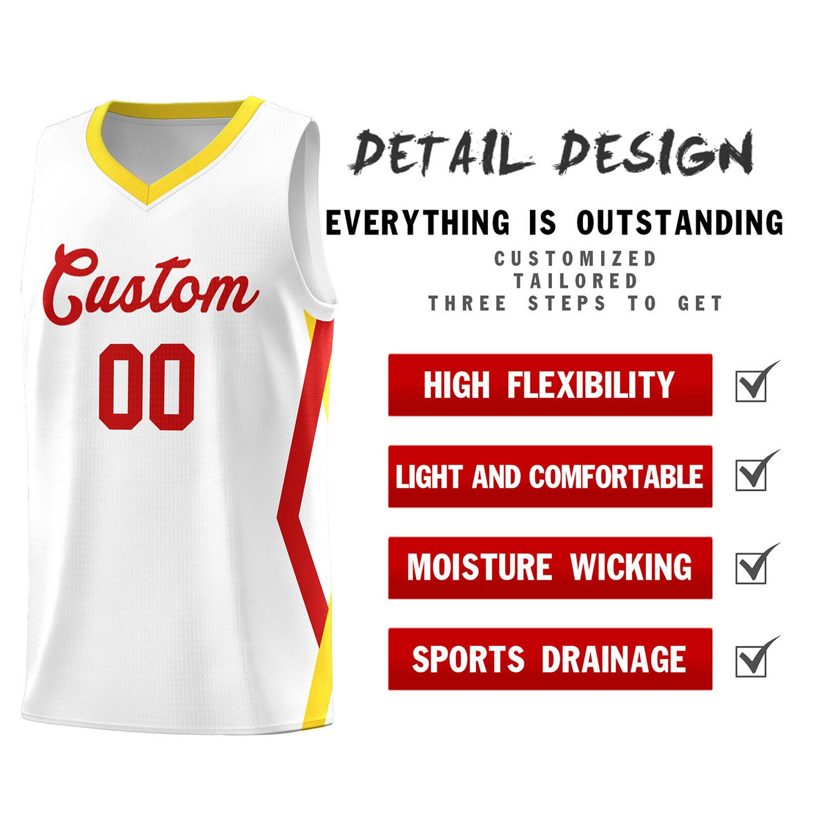 Custom White Side Rhombus Graffiti Pattern Kits Basketball Jersey|KXKSHOP