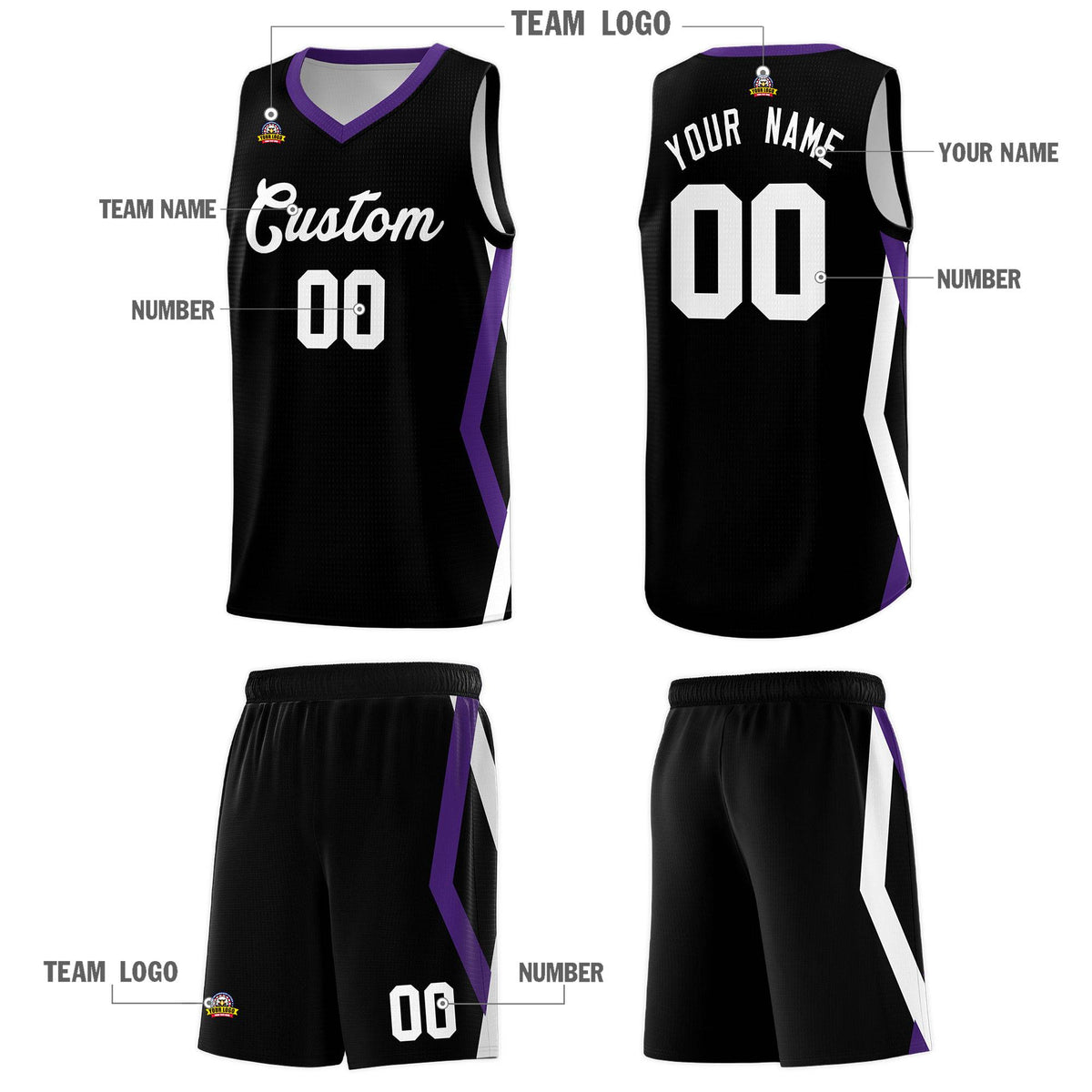 Custom Black Side Rhombus Graffiti Pattern Kits Basketball Jersey|KXKSHOP