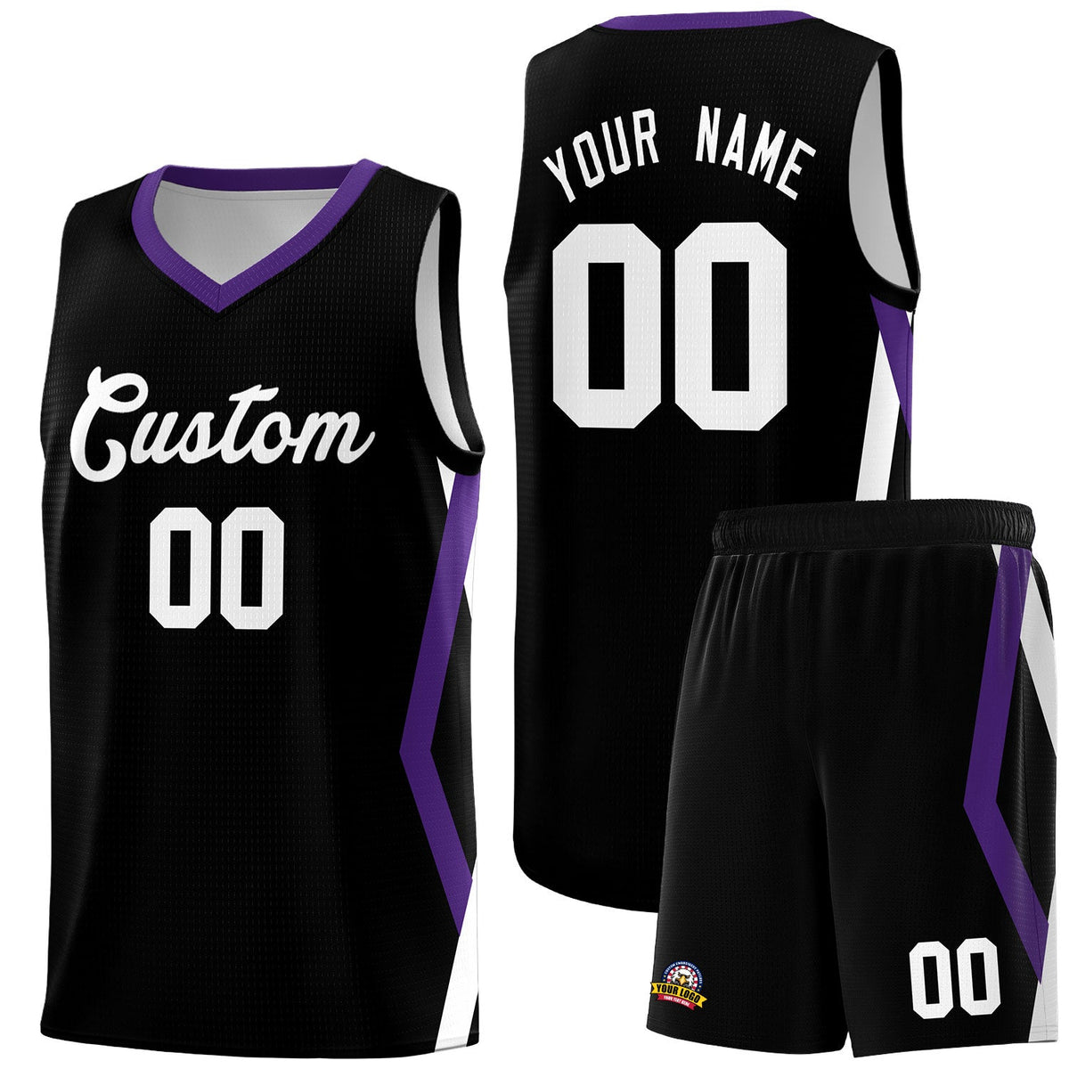 Custom Black Side Rhombus Graffiti Pattern Kits Basketball Jersey|KXKSHOP