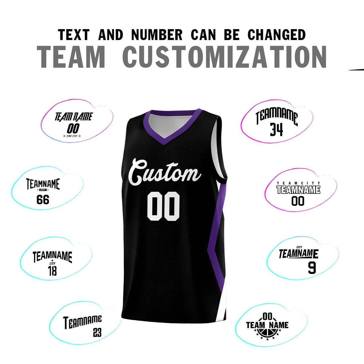Custom Black Side Rhombus Graffiti Pattern Kits Basketball Jersey|KXKSHOP