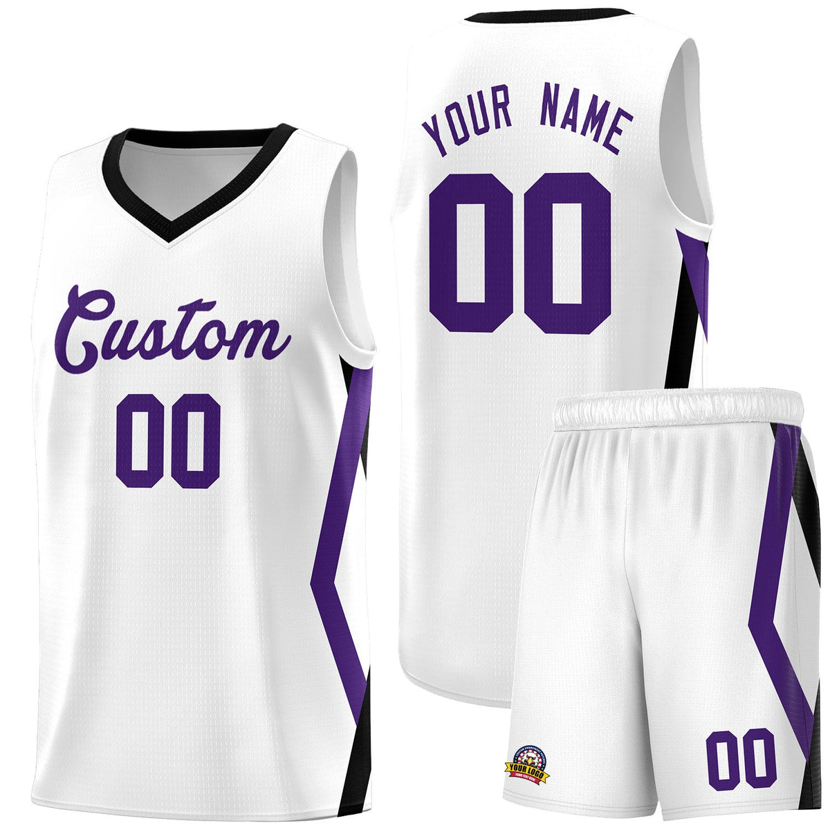 Custom White Side Rhombus Graffiti Pattern Kits Basketball Jersey|KXKSHOP