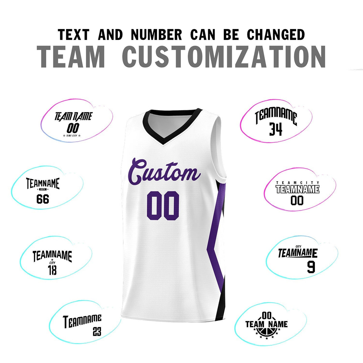 Custom White Side Rhombus Graffiti Pattern Kits Basketball Jersey|KXKSHOP