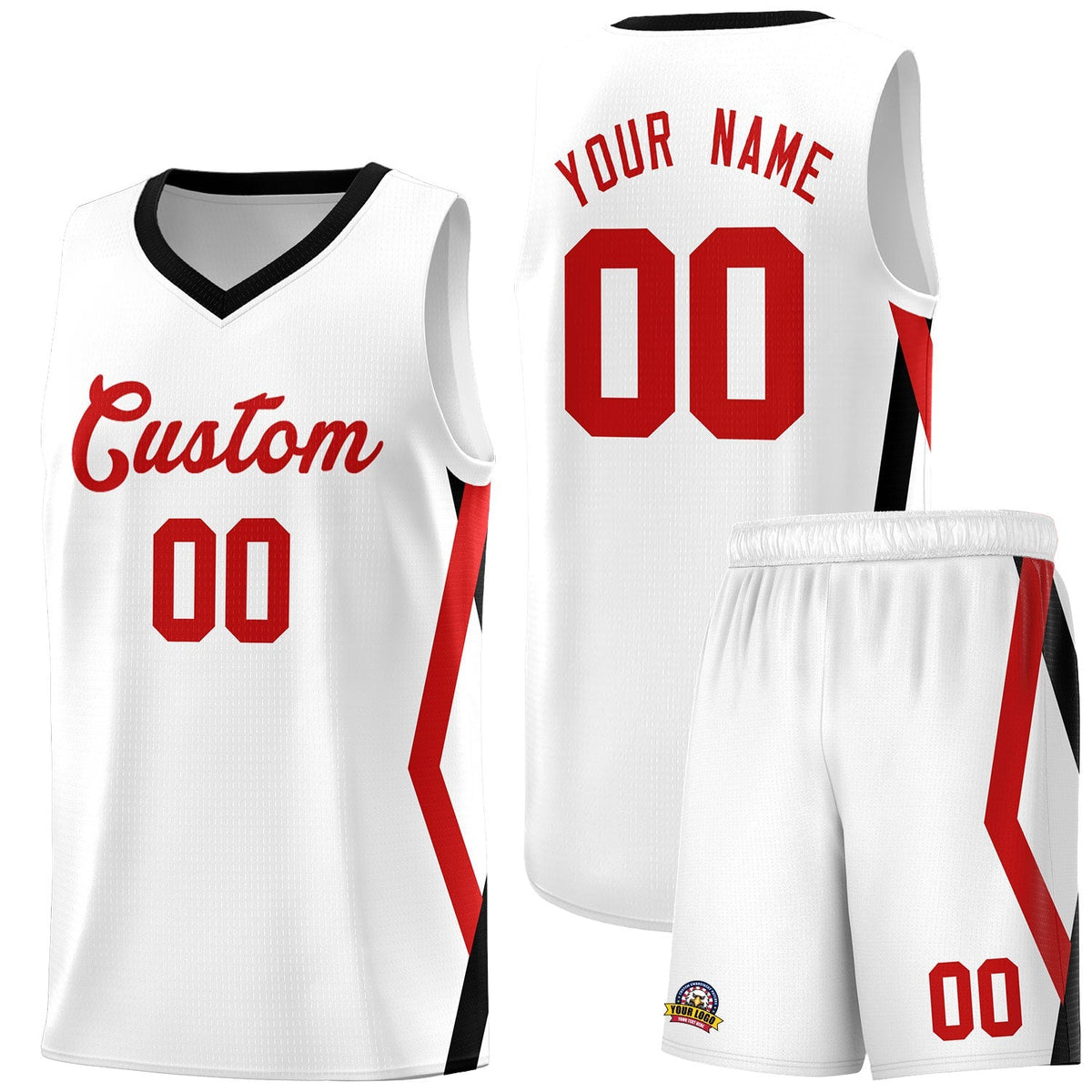 Custom White Side Rhombus Graffiti Pattern Kits Basketball Jersey|KXKSHOP