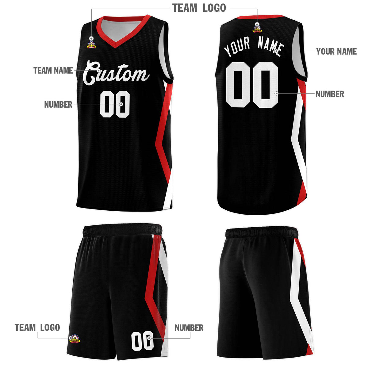 Custom Black Side Rhombus Graffiti Pattern Kits Basketball Jersey|KXKSHOP
