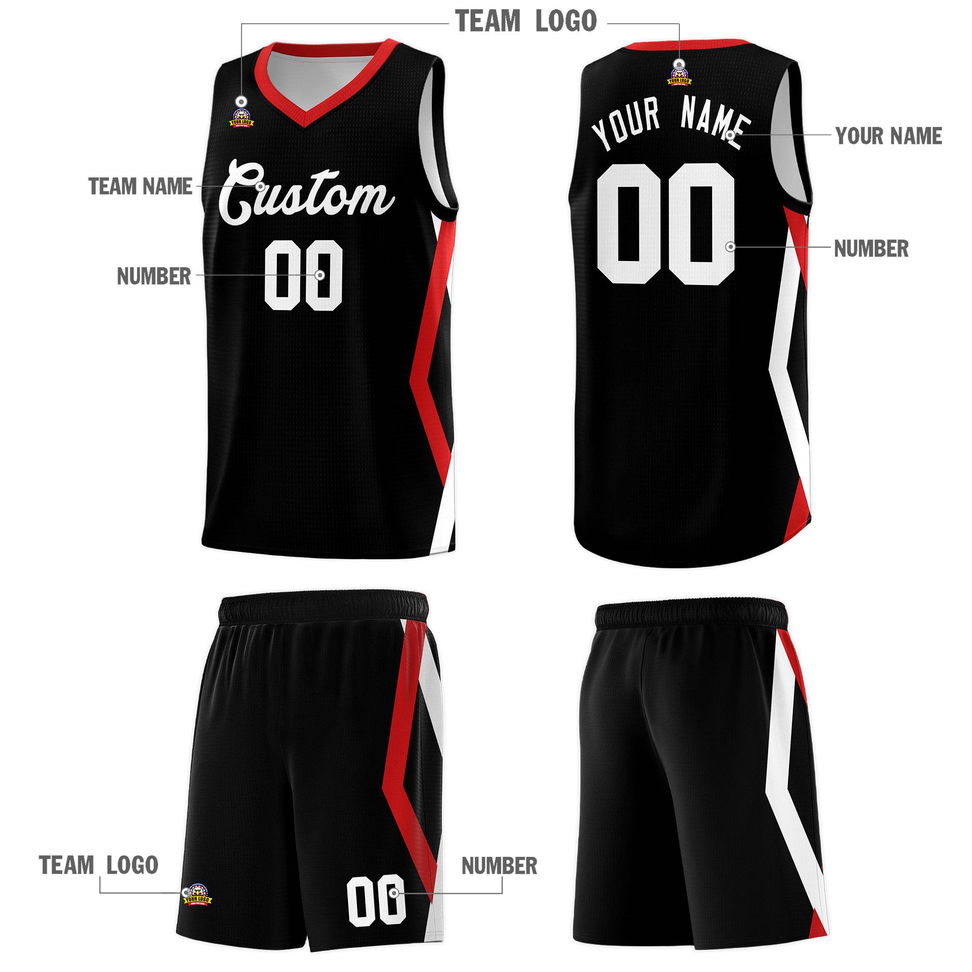 Custom Black Side Rhombus Graffiti Pattern Kits Basketball Jersey|KXKSHOP