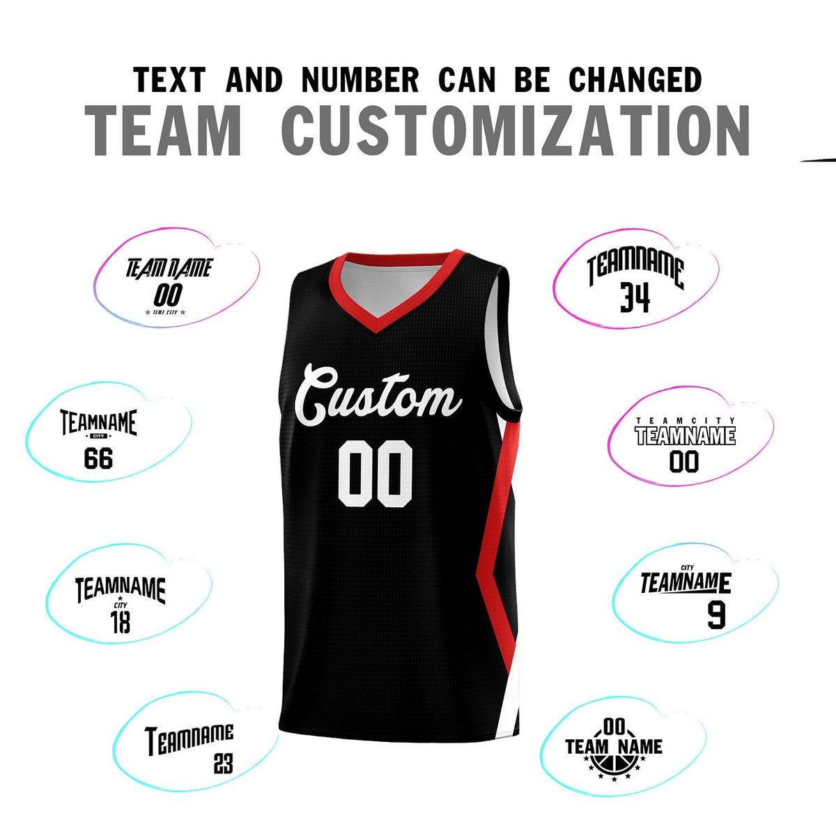 Custom Black Side Rhombus Graffiti Pattern Kits Basketball Jersey|KXKSHOP