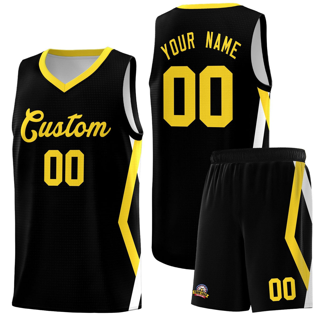Custom Black Side Rhombus Graffiti Pattern Kits Basketball Jersey|KXKSHOP