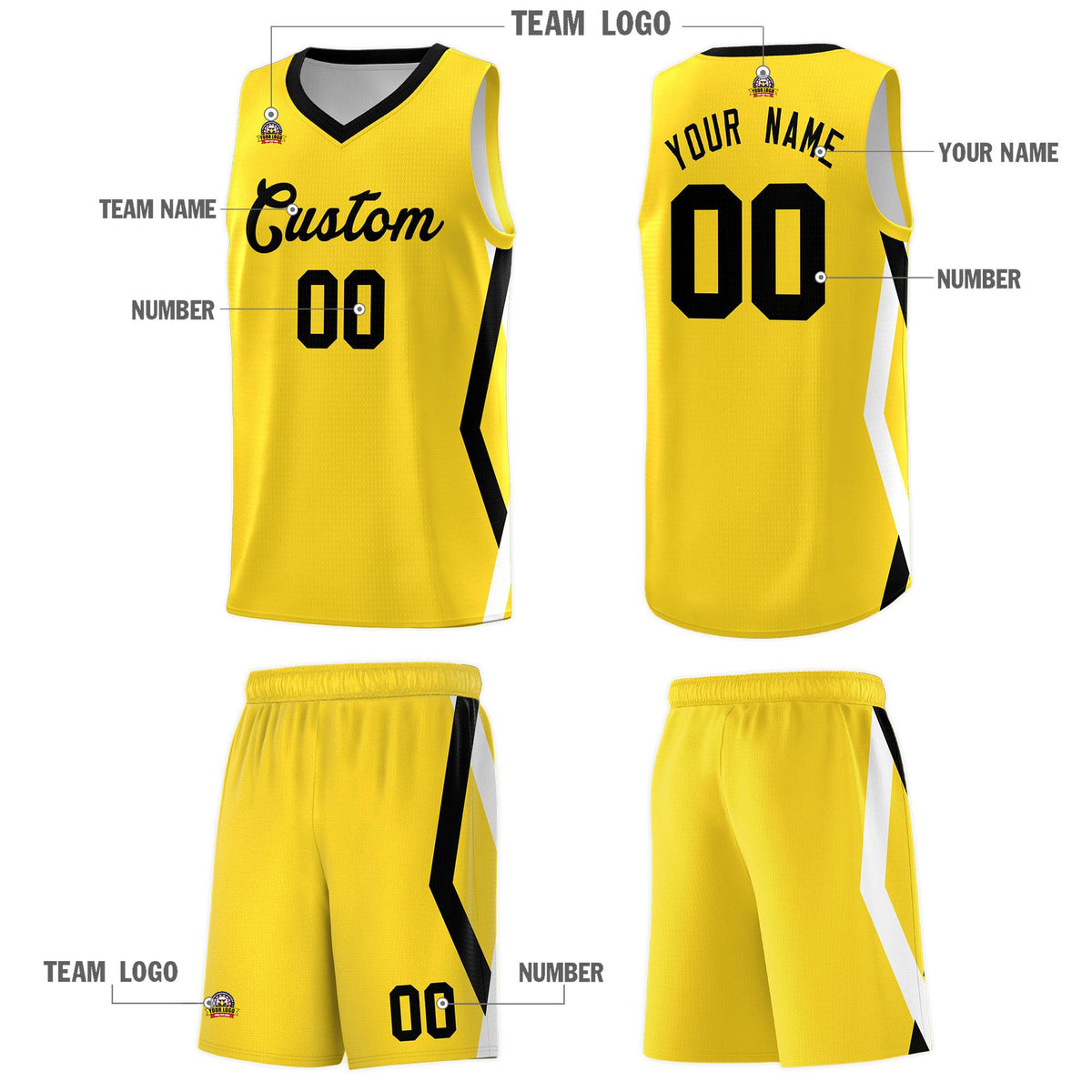 Custom Gold Side Rhombus Graffiti Pattern Kits Basketball Jersey|KXKSHOP