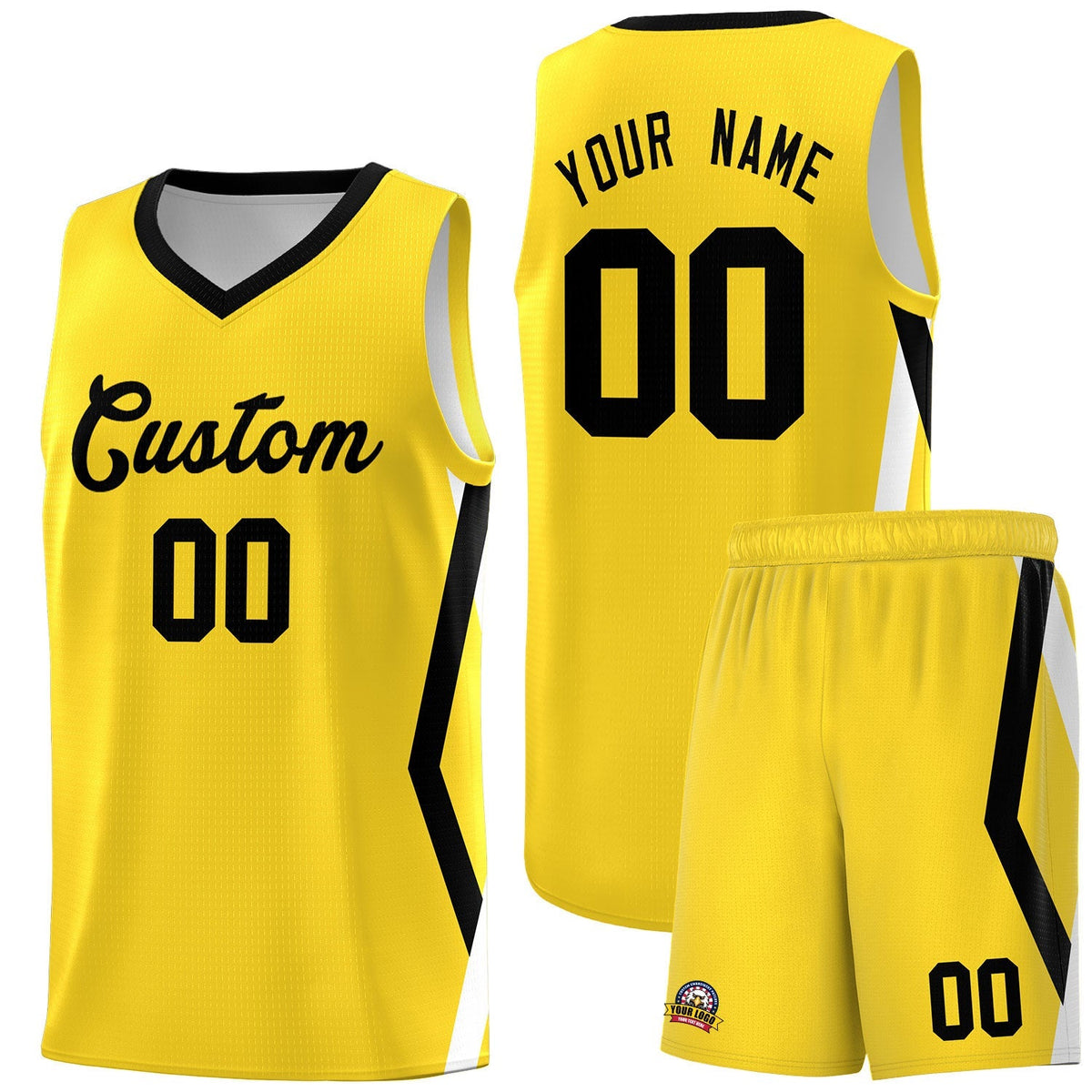 Custom Gold Side Rhombus Graffiti Pattern Kits Basketball Jersey|KXKSHOP