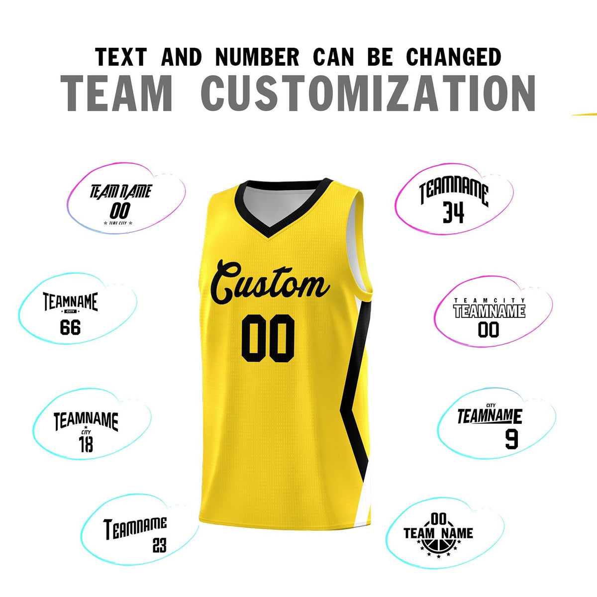 Custom Gold Side Rhombus Graffiti Pattern Kits Basketball Jersey|KXKSHOP