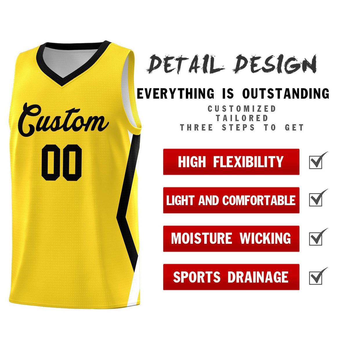 Custom Gold Side Rhombus Graffiti Pattern Kits Basketball Jersey|KXKSHOP