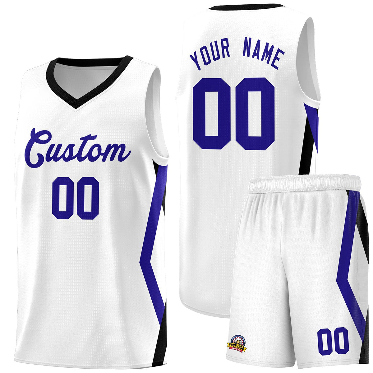 Custom White Side Rhombus Graffiti Pattern Kits Basketball Jersey|KXKSHOP