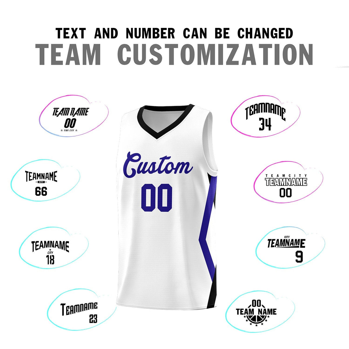 Custom White Side Rhombus Graffiti Pattern Kits Basketball Jersey|KXKSHOP