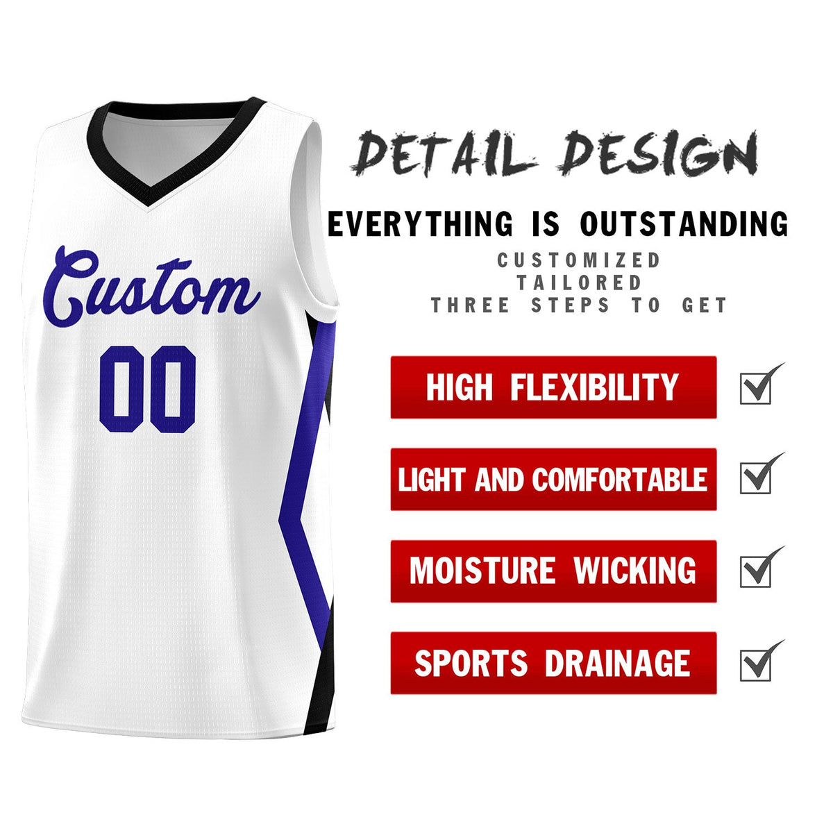 Custom White Side Rhombus Graffiti Pattern Kits Basketball Jersey|KXKSHOP