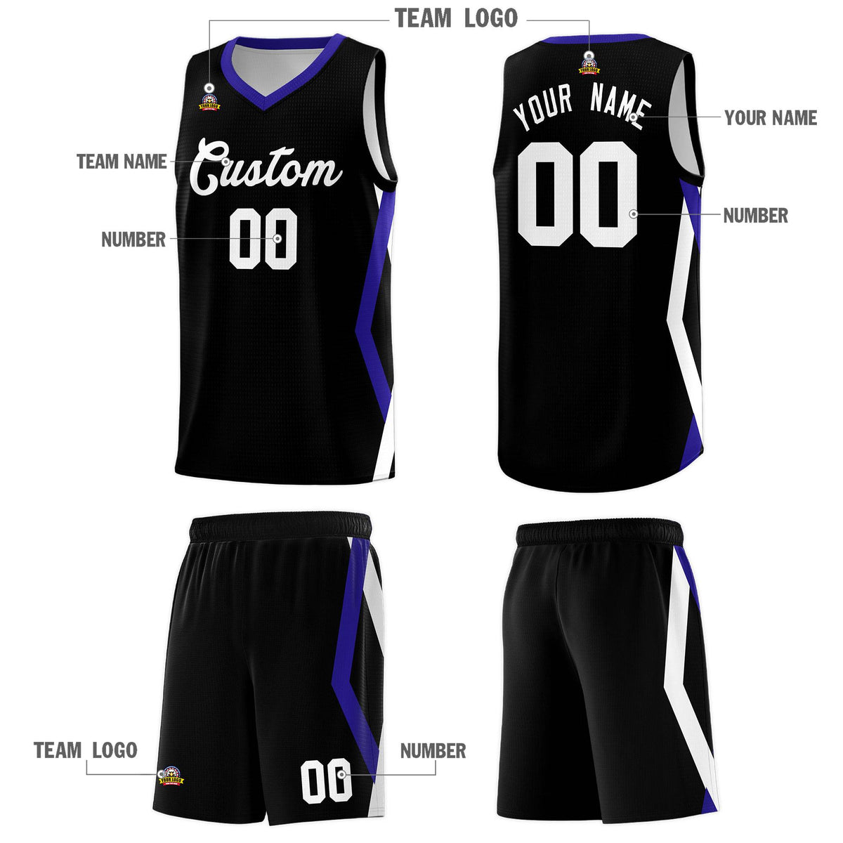Custom Black Side Rhombus Graffiti Pattern Kits Basketball Jersey|KXKSHOP