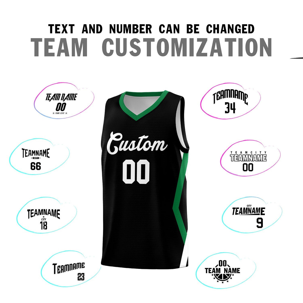 Custom Black Side Rhombus Graffiti Pattern Kits Basketball Jersey|KXKSHOP