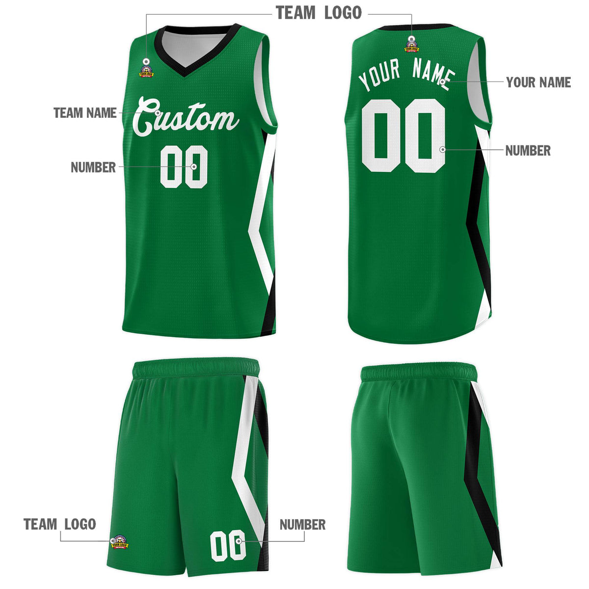 Custom Kelly Green Side Rhombus Graffiti Pattern Kits Basketball Jersey|KXKSHOP