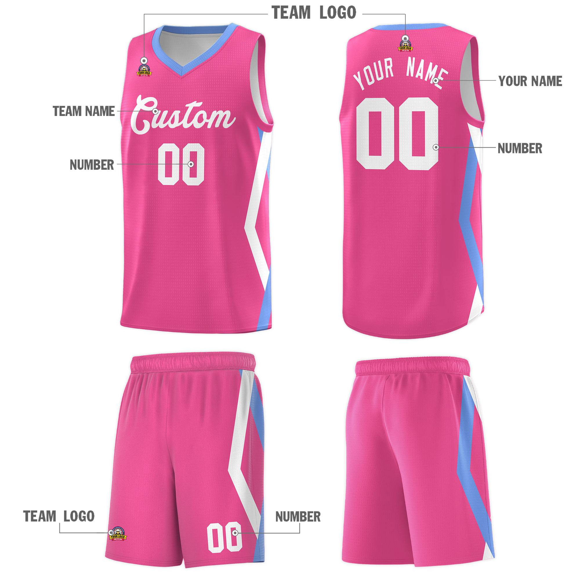 Custom Pink Side Rhombus Graffiti Pattern Kits Basketball Jersey|KXKSHOP