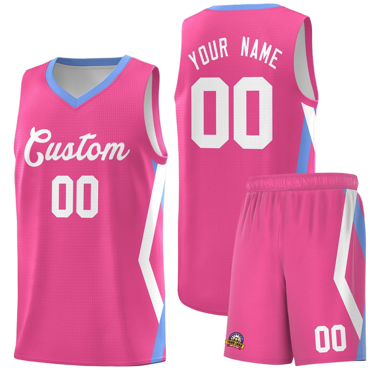 Custom Pink Side Rhombus Graffiti Pattern Kits Basketball Jersey|KXKSHOP