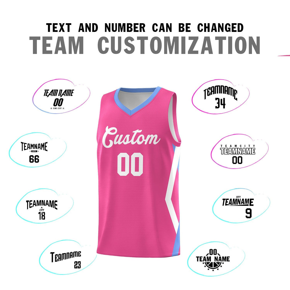 Custom Pink Side Rhombus Graffiti Pattern Kits Basketball Jersey|KXKSHOP