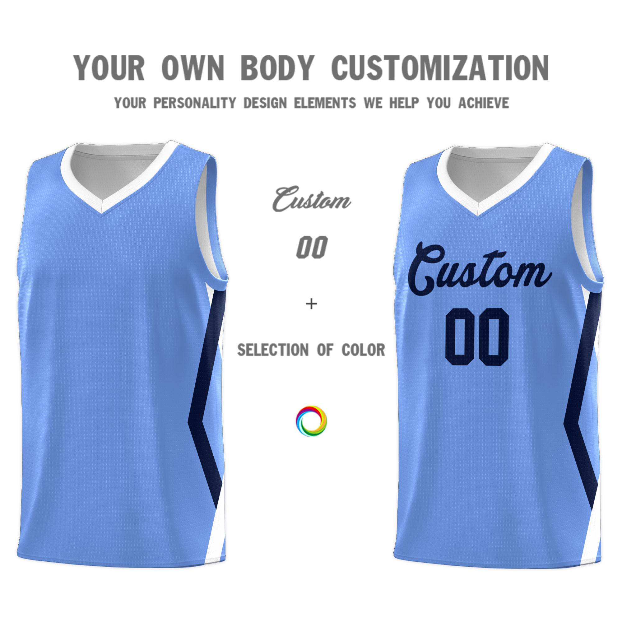Custom Light Blue Side Rhombus Graffiti Pattern Kits Basketball Jersey|KXKSHOP