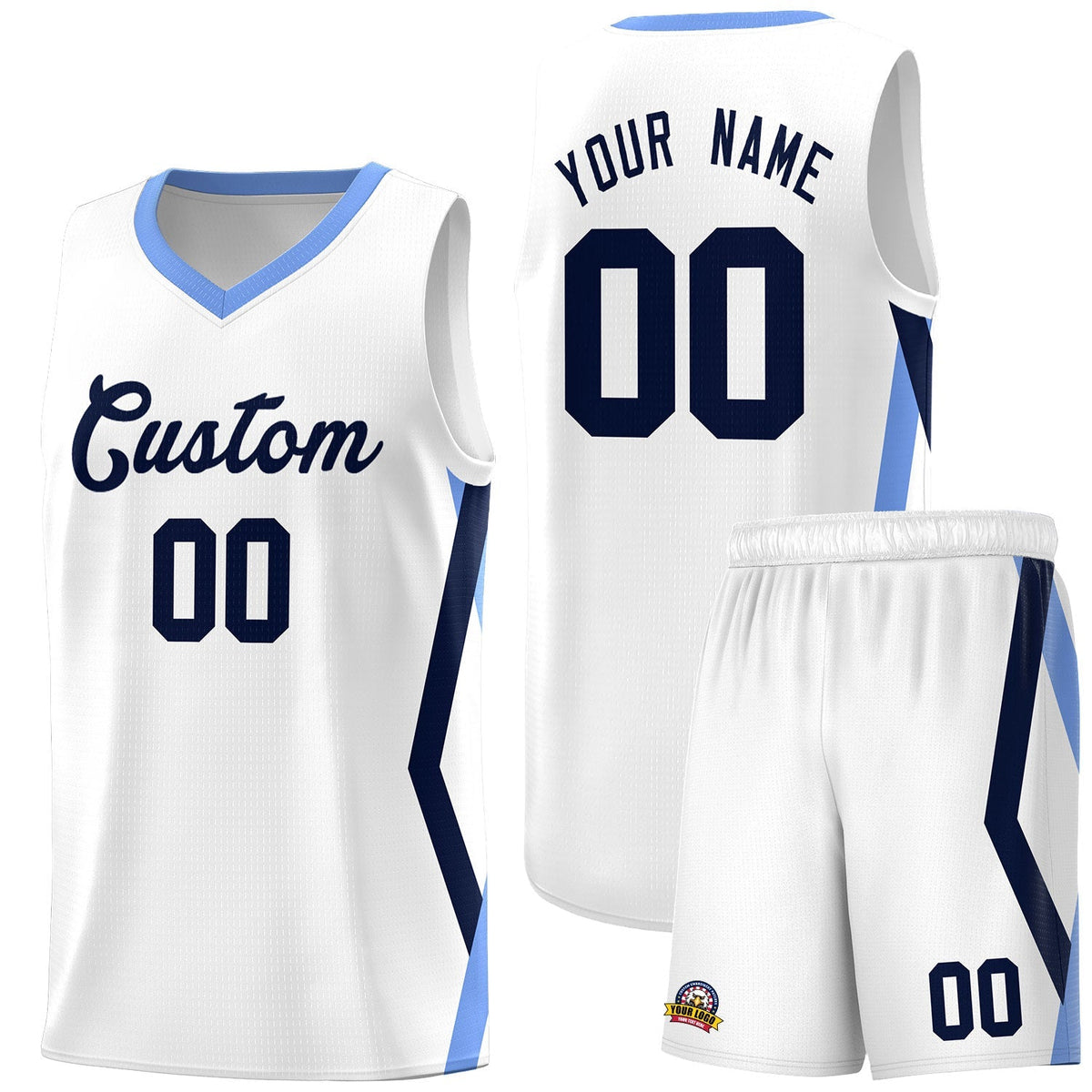 Custom White Side Rhombus Graffiti Pattern Kits Basketball Jersey|KXKSHOP