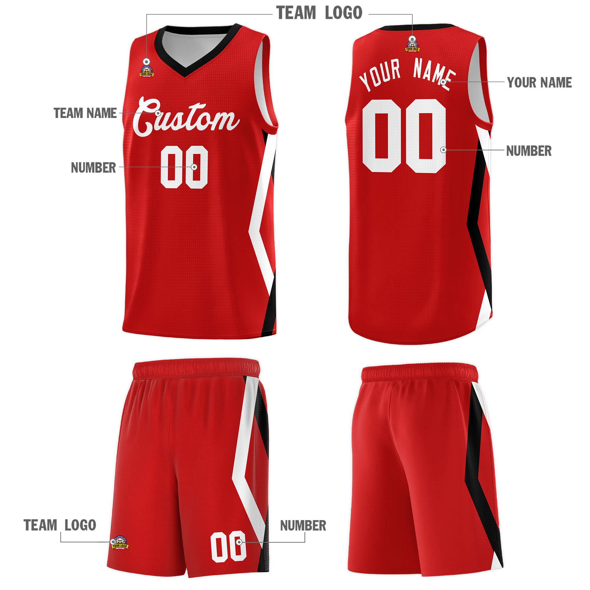 Custom Red Side Rhombus Graffiti Pattern Kits Basketball Jersey|KXKSHOP