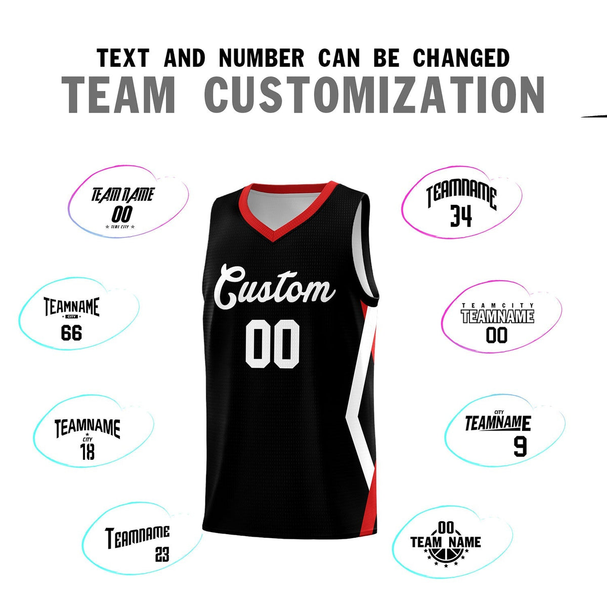 Custom Black Side Rhombus Graffiti Pattern Kits Basketball Jersey|KXKSHOP