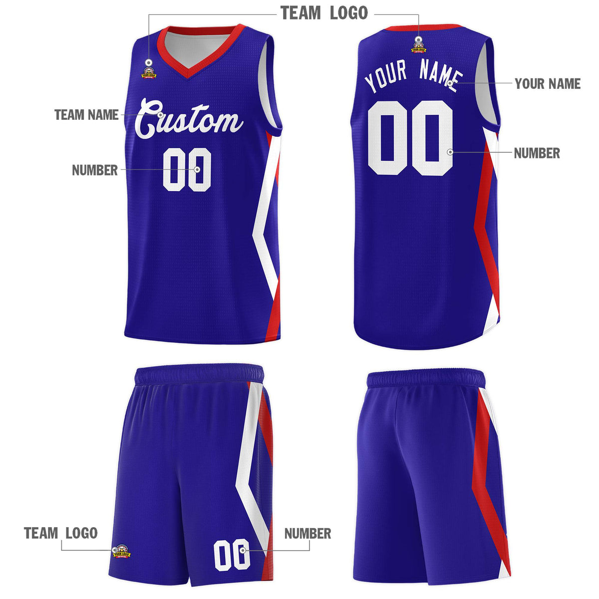 Custom Royal Side Rhombus Graffiti Pattern Kits Basketball Jersey|KXKSHOP