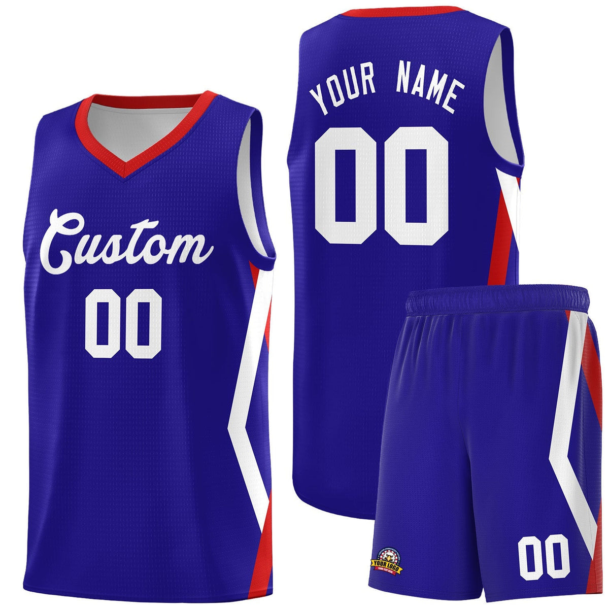 Custom Royal Side Rhombus Graffiti Pattern Kits Basketball Jersey|KXKSHOP
