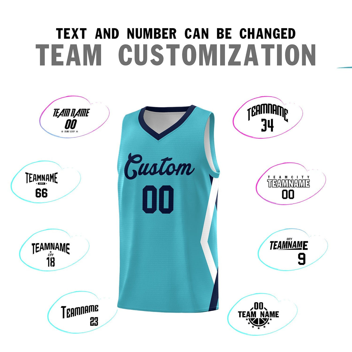 Custom Sky Blue Side Rhombus Graffiti Pattern Kits Basketball Jersey|KXKSHOP