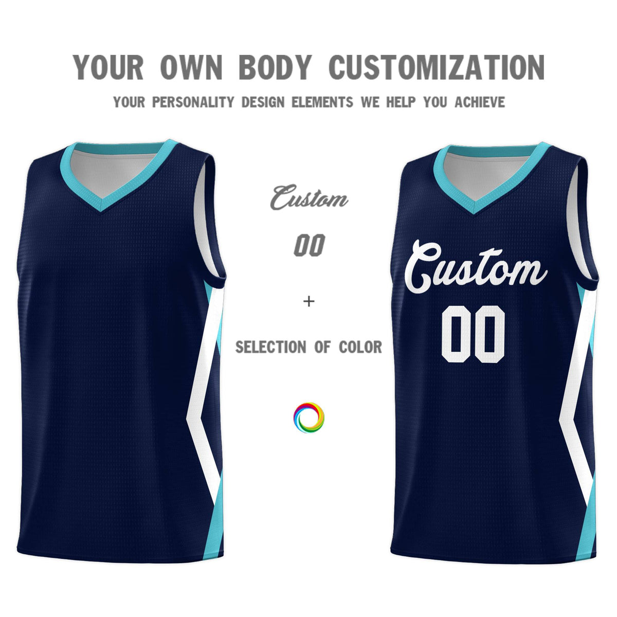 Custom Navy Side Rhombus Graffiti Pattern Kits Basketball Jersey|KXKSHOP