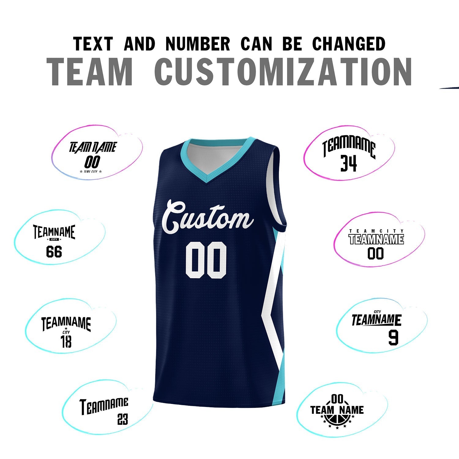 Custom Navy Side Rhombus Graffiti Pattern Kits Basketball Jersey|KXKSHOP