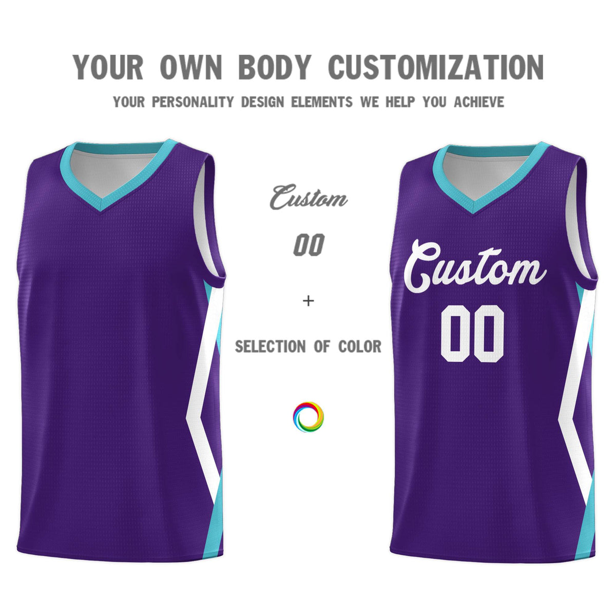 Custom Purple Side Rhombus Graffiti Pattern Kits Basketball Jersey|KXKSHOP