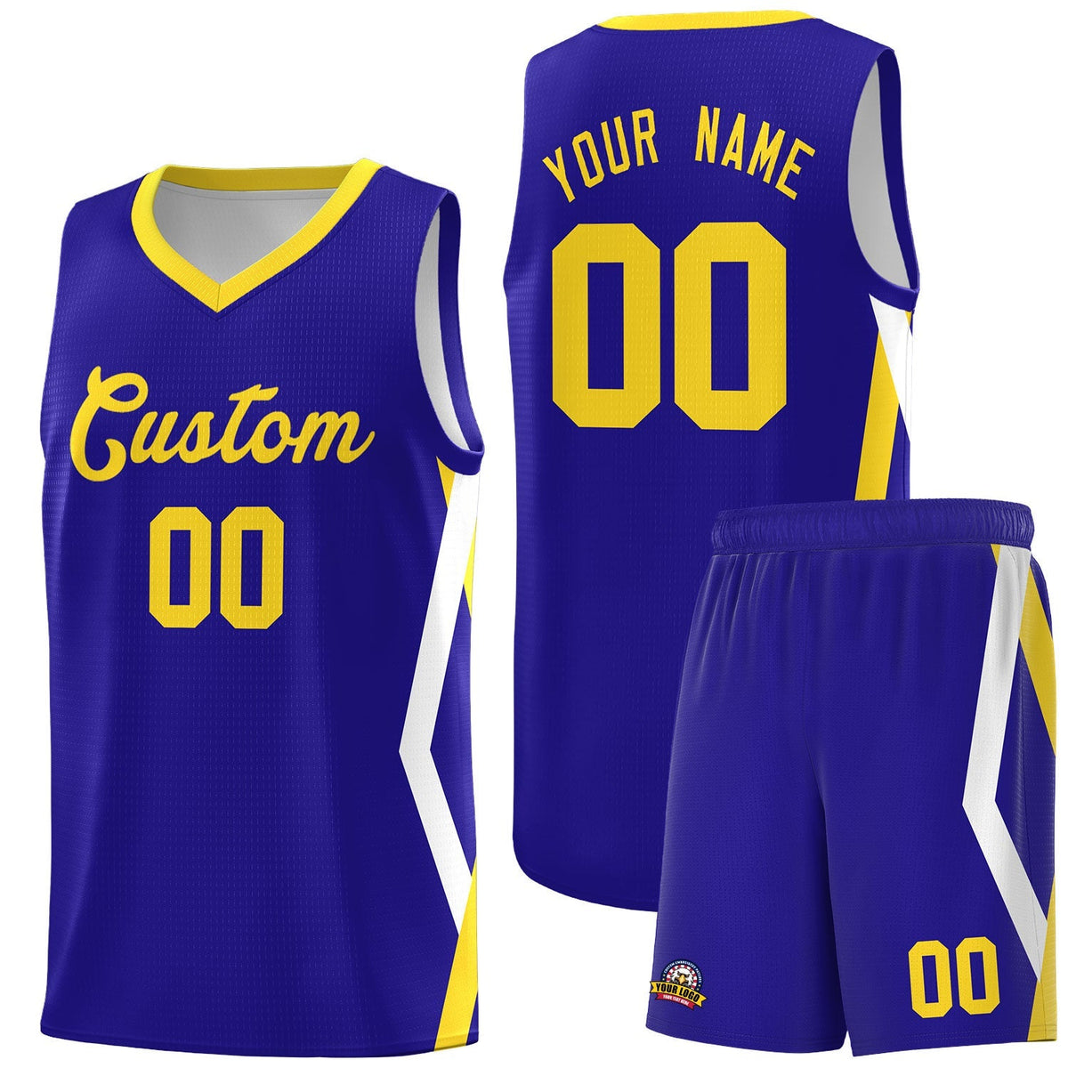 Custom Royal Side Rhombus Graffiti Pattern Kits Basketball Jersey|KXKSHOP