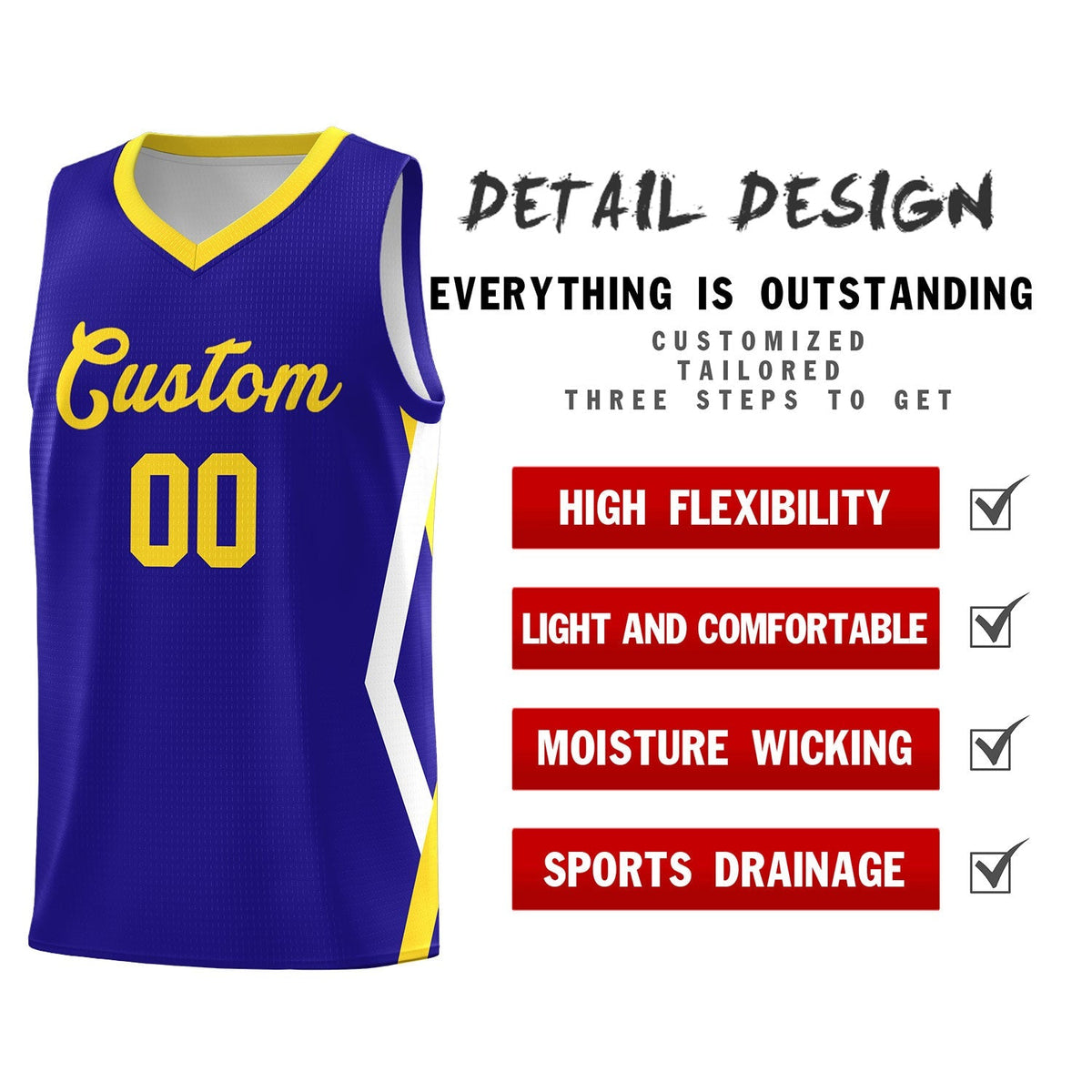 Custom Royal Side Rhombus Graffiti Pattern Kits Basketball Jersey|KXKSHOP