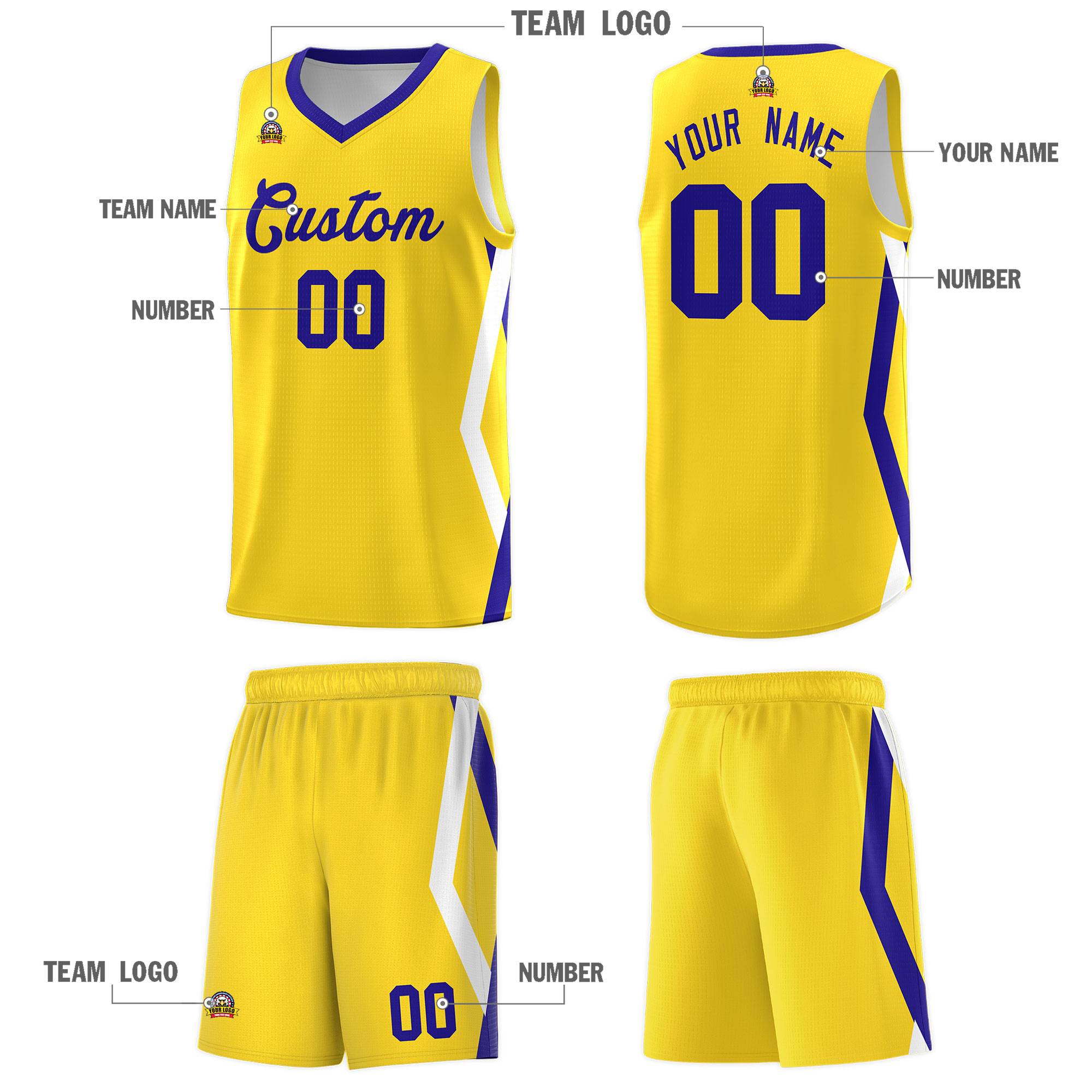 Custom Gold Side Rhombus Graffiti Pattern Kits Basketball Jersey|KXKSHOP