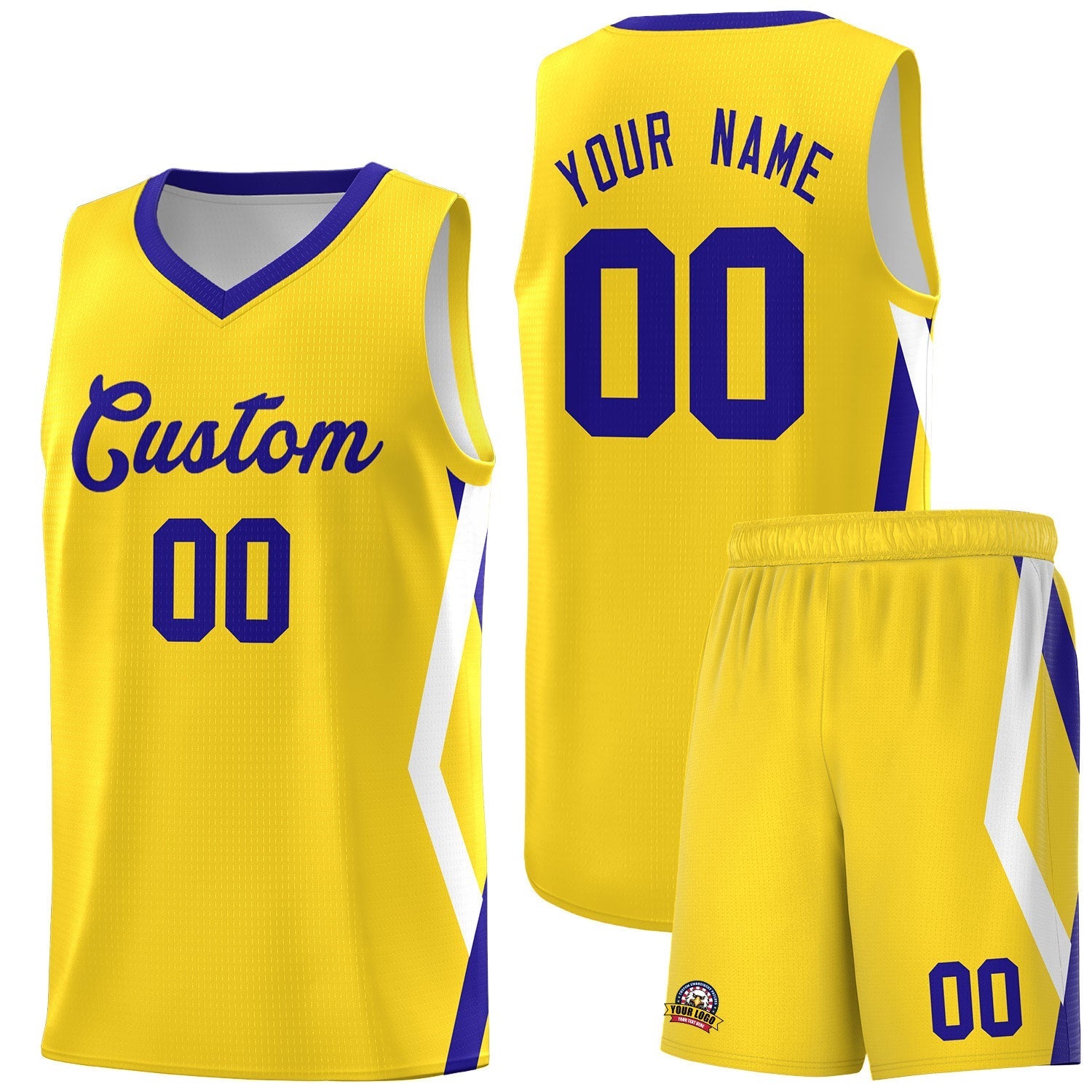 Custom Gold Side Rhombus Graffiti Pattern Kits Basketball Jersey|KXKSHOP