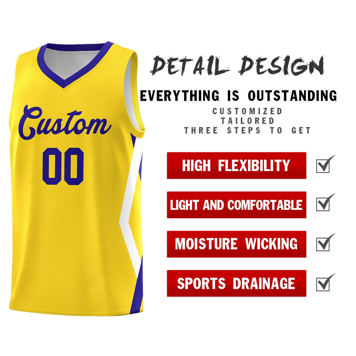 Custom Gold Side Rhombus Graffiti Pattern Kits Basketball Jersey|KXKSHOP